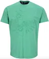Lords Of Harlech Men's Green Carson Embossed Floral Tee - Clover In Blue