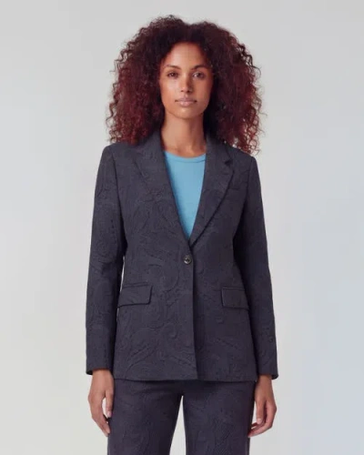 Lords Of Harlech Crochet Paisley Womens Tailored Blazer In Gray