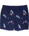 Lords Of Harlech Men's Blue Edward Flower Embroidery Short - Navy In Multi