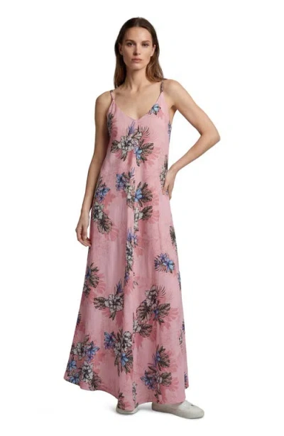 Lords Of Harlech Exotic Floral Womens Linen Oversized Dress In Pink