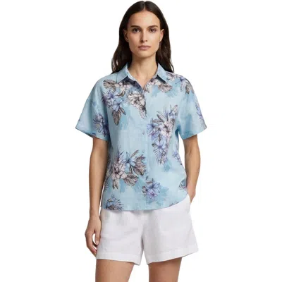 Lords Of Harlech Exotic Floral Womens Linen Printed Shirt In Multi
