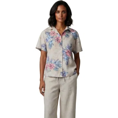Lords Of Harlech Exotic Floral Womens Linen Printed Shirt In Multi