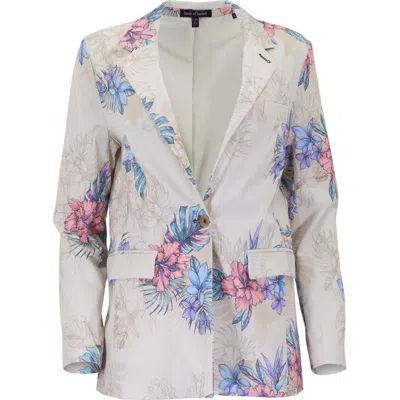 Lords Of Harlech Exotic Floral Womens Tailored Blazer In White