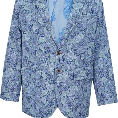 Lords Of Harlech Hadrian Pow Paisley Blazer In Blue