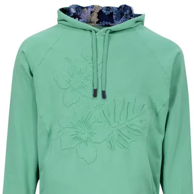 Lords Of Harlech Hank Embossed Floral Hoodie In Green