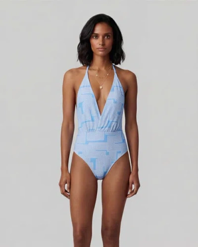 Lords Of Harlech Inter Twine Womens Halter One-piece Swimsuit In Blue