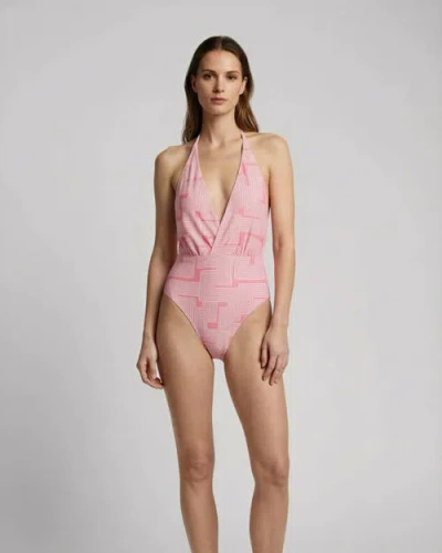 Lords Of Harlech Inter Twine Womens Halter One-piece Swimsuit In Pink