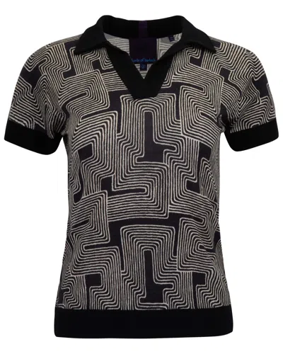 Lords Of Harlech Jessica Inter Twine Black Womens Merino Silk Cashmere Polo In Multi
