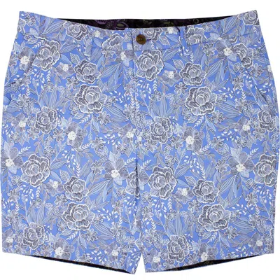 Lords Of Harlech John Handcut Floral Flat Front Short In Blue