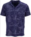Lords Of Harlech Men's Blue Johnny Farm Floral Towel Polo - Navy In Blue