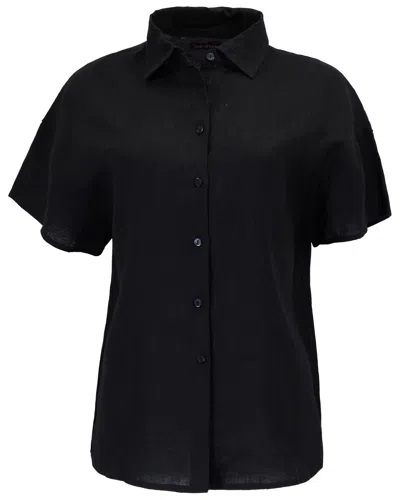 Lords Of Harlech Lara Black Womens Linen Shirt In Blue