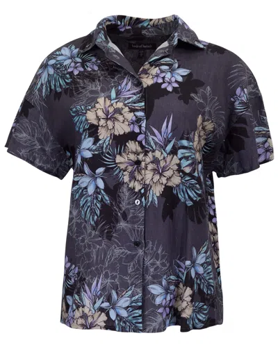 Lords Of Harlech Lara Exotic Floral Black Womens Linen Printed Shirt
