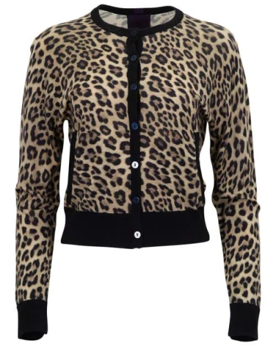 Lords Of Harlech Leopard Womens Cropped Cardigan In Brown