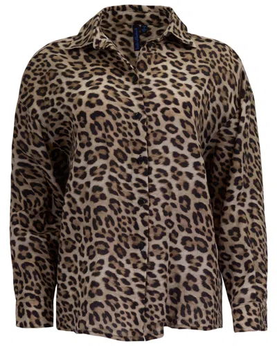 Lords Of Harlech Lydia Leopard Brown Womens Linen Shirt In Neutral