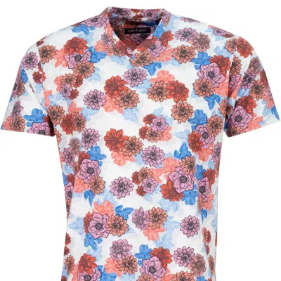 Lords Of Harlech Maze Snap Floral V-neck Tee In Multi