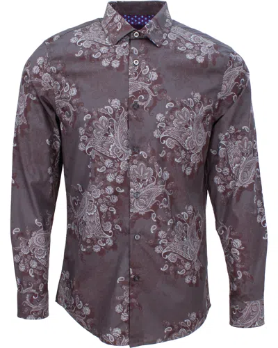 Lords Of Harlech Men's Black / Grey Norman Random Paisley Shirt - Smoke In Black/grey