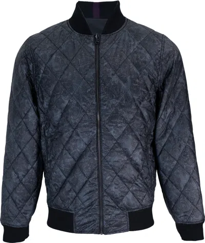 Lords Of Harlech Men's Black / Grey Ron Reversible Bomber Jacket In Black In Black/grey