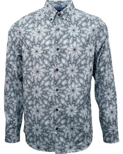 Lords Of Harlech Men's Black Mitchell Stallion Medallion Shirt - Charcoal