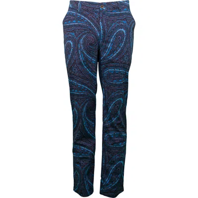 Lords Of Harlech Men's Blue Charles Caserta Paisley Pant - Navy