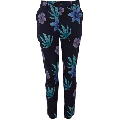 Lords Of Harlech Men's Blue Charles Floral Memory Pant - Navy