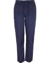 Lords Of Harlech Solid Linen Drawstring Pant In Blue