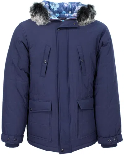 Lords Of Harlech Men's Blue Duffy Parka Jacket - Navy