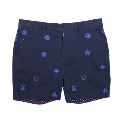 Lords Of Harlech Edward Crest Navy Shorts In Blue