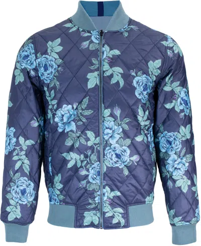 Lords Of Harlech Men's Blue / Green / Pink Ron Reversible Bomber Jacket In Aegean In Blue/green/pink