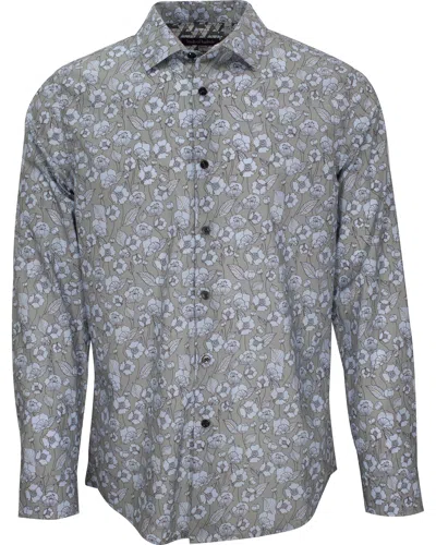 Lords Of Harlech Nigel Notorious Floral Grey Shirt In Blue/grey
