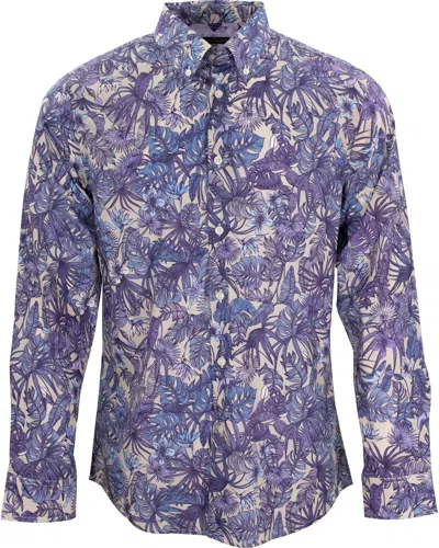 Lords Of Harlech Morris Jungle Garden In Blue/grey/pink