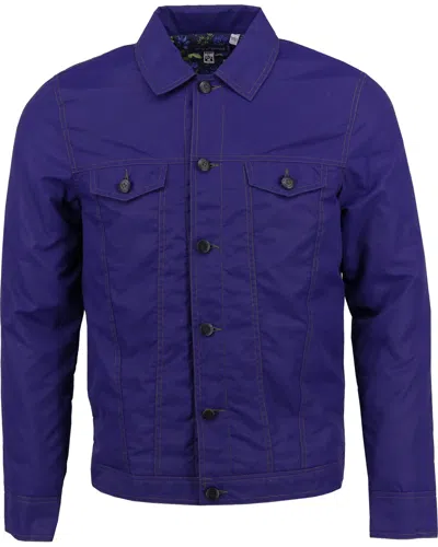 Lords Of Harlech Men's Blue James Navy Trucker Jacket