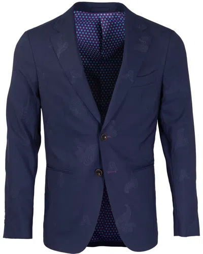Lords Of Harlech Men's Blue Jaques Wool Blazer - Navy