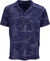 Lords Of Harlech Men's Blue Johnny Farm Floral Towel Polo - Navy In Blue