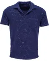Lords Of Harlech Johnny Paisley Towel Polo Shirt In Blue