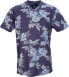 Lords Of Harlech Men's Blue Maze Floating Forna V-neck Tee In Skipper In Blue