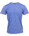 Lords Of Harlech Maze Leaves Azure V-neck Tee In Blue