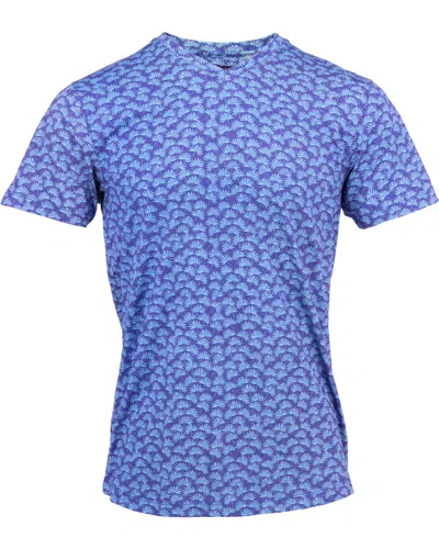 Lords Of Harlech Maze Leaves Azure V-neck Tee In Blue
