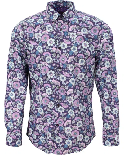 Lords Of Harlech Men's Blue Mitchell Joyful Floral Shirt - Skipper