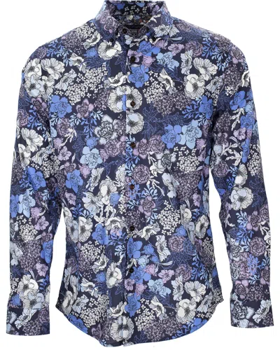 Lords Of Harlech Morris Mob Floral Navy Shirt In Blue