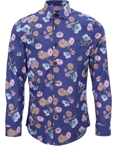 Lords Of Harlech Nigel Spaced Floral Shirt In Blue