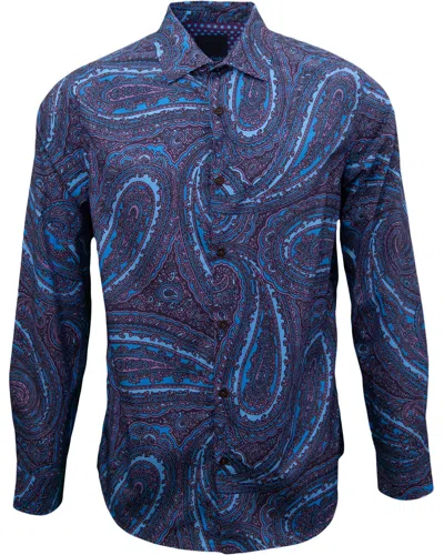 Lords Of Harlech Men's Blue Norman Caserta Paisley Shirt - Navy