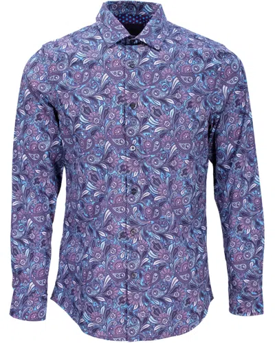 Lords Of Harlech Men's Blue Norman Skull Paisley Shirt - Sapphire