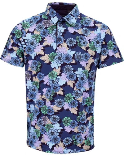 Lords Of Harlech Men's Blue Pietro Snap Floral Polo Shirt - Navy