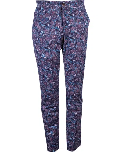Lords Of Harlech Men's Blue / Pink / Purple Charles Skull Paisley Pants - Sapphire In Blue/pink/purple