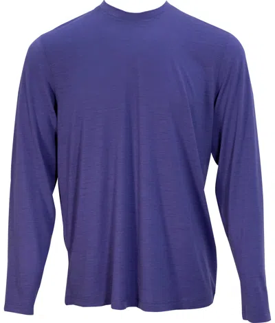 Lords Of Harlech Men's Blue / Pink / Purple Chase Long Sleeve  Merino Crew In Skipper In Blue/pink/purple