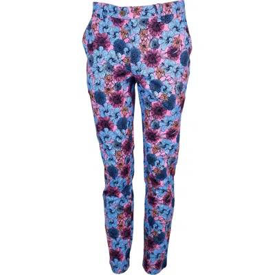 Lords Of Harlech Jack Lux Hibiscus Garden Pants In Pink In Blue/pink/purple