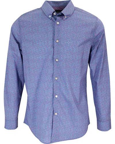 Lords Of Harlech Men's Blue / Pink / Purple Morris Fish Geo Shirt - Pink In Blue/pink/purple