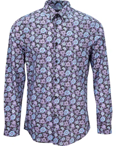 Lords Of Harlech Morris Groovy Floral Shirt In Blue/pink/purple