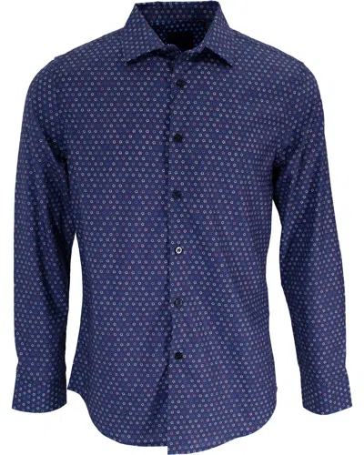 Lords Of Harlech Men's Blue / Pink / Purple Norman Balloka Shirt In Skipper In Blue/pink/purple