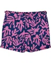 Lords Of Harlech Pool Loop Coral Canvas Swim Short In Pink In Blue/pink/purple
